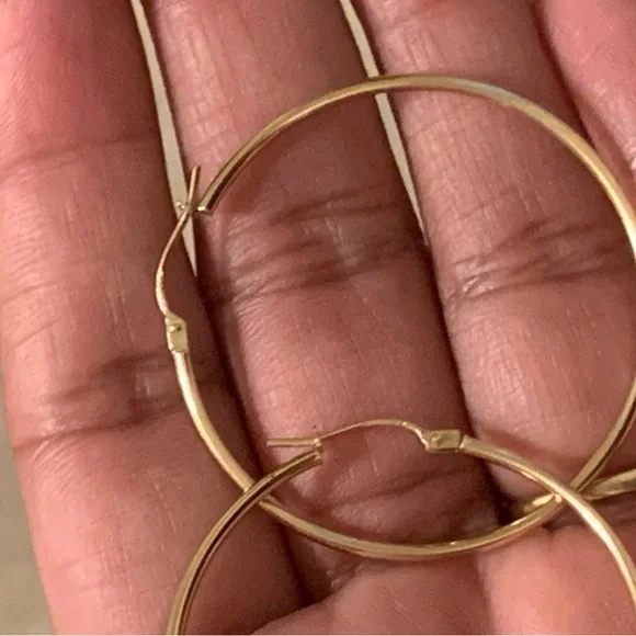 14k Gold Big Hoops - Picture 4 of 7